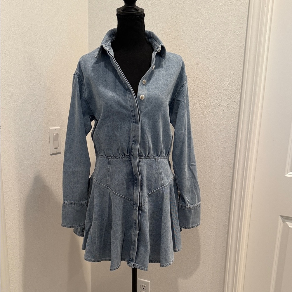 Mon Renn Stylish Denim Button-Up Dress